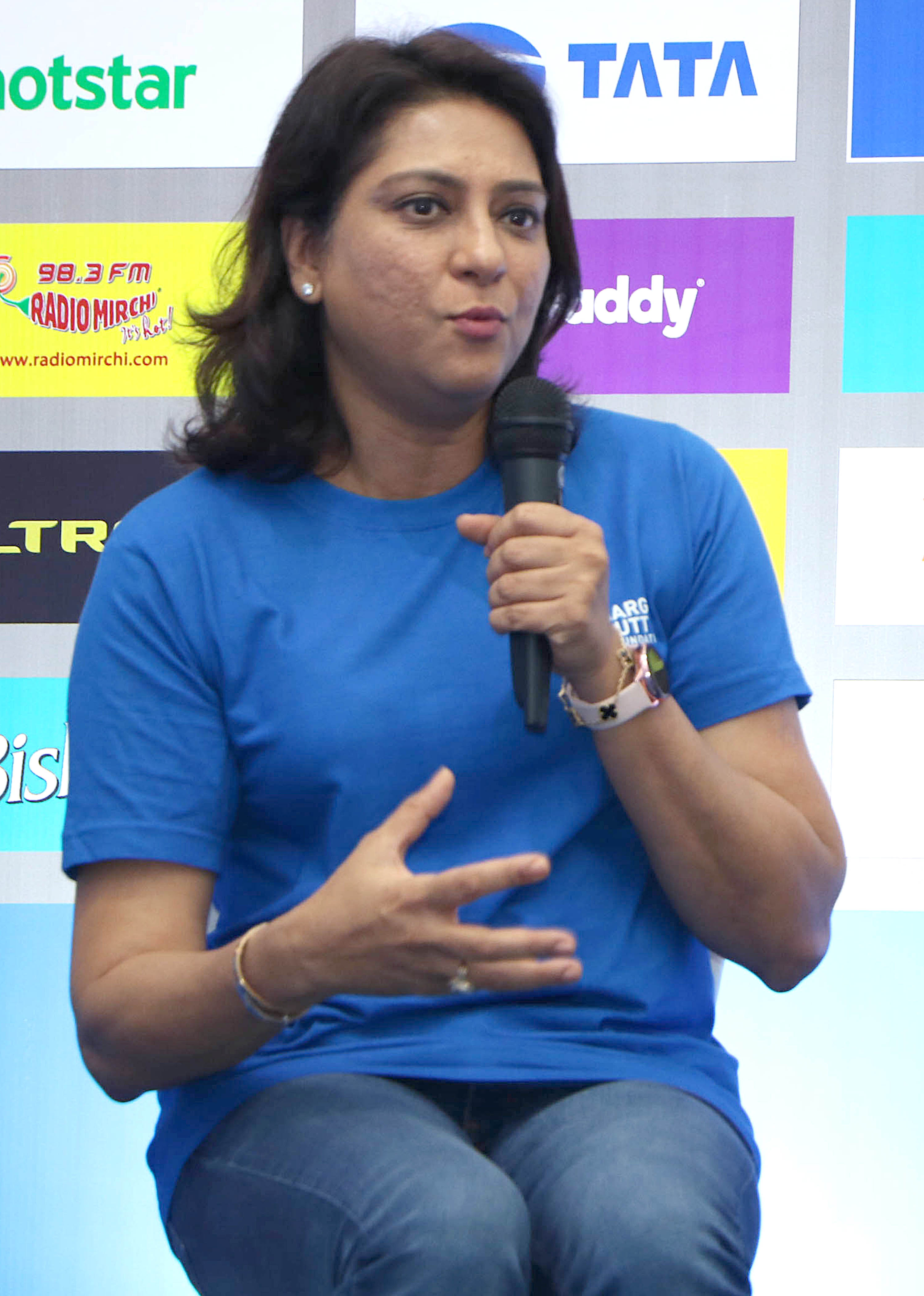 Congress leader Priya Dutt address during press meet of Tata Mumbai Marathon,in Mumbai on Tuesday. Photo By Sachin Murdeshwar/14.01.2020