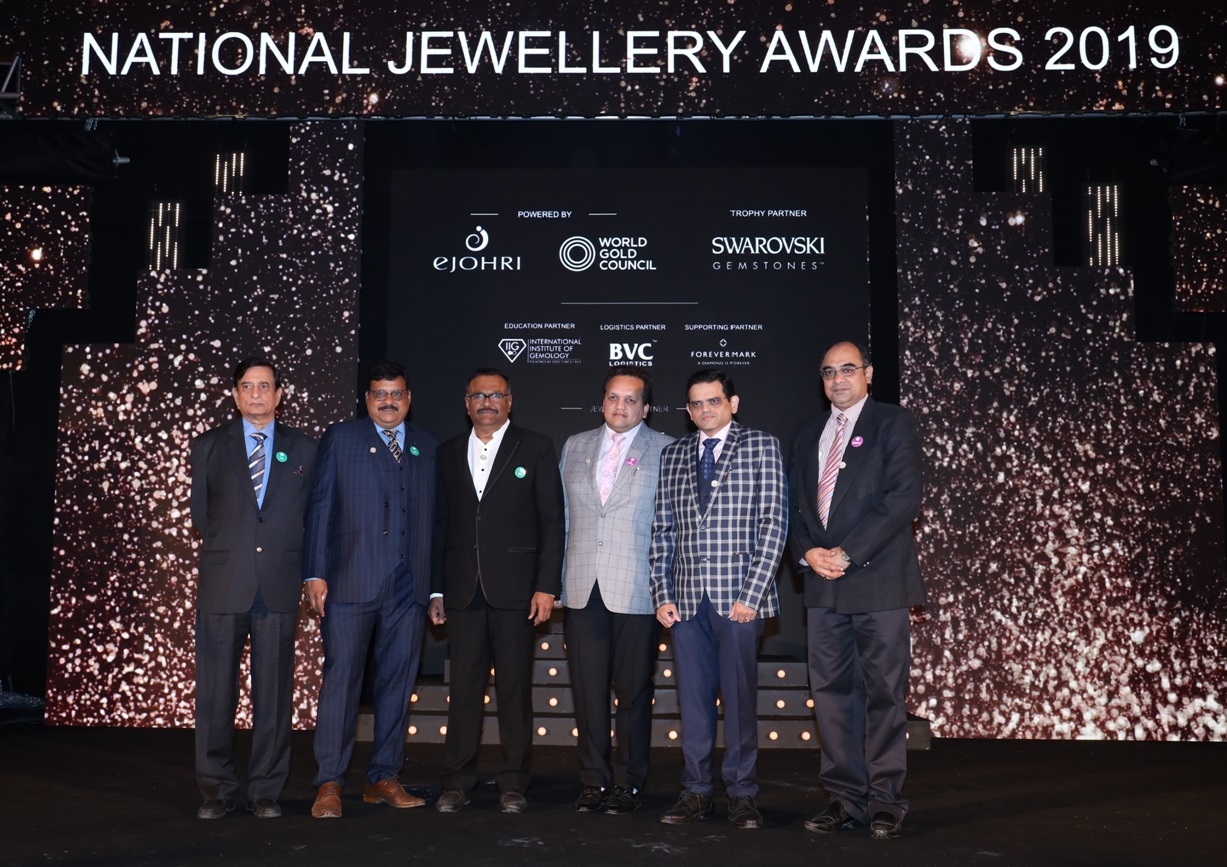 Mr Anantha Padmanabhan, Chairman, GJC along with other dignitaries of All India Gem and Jewellery Domestic Council (GJC), at the 9th edition of National Jewellery Awards 2019 organised by the All India Gem and Jewellery Domestic Council (GJC) over the weekend in Mumbai. Over 35 awards in total 8 different categories were given to jewellers for their outstanding contribution at the jewellery extravaganza