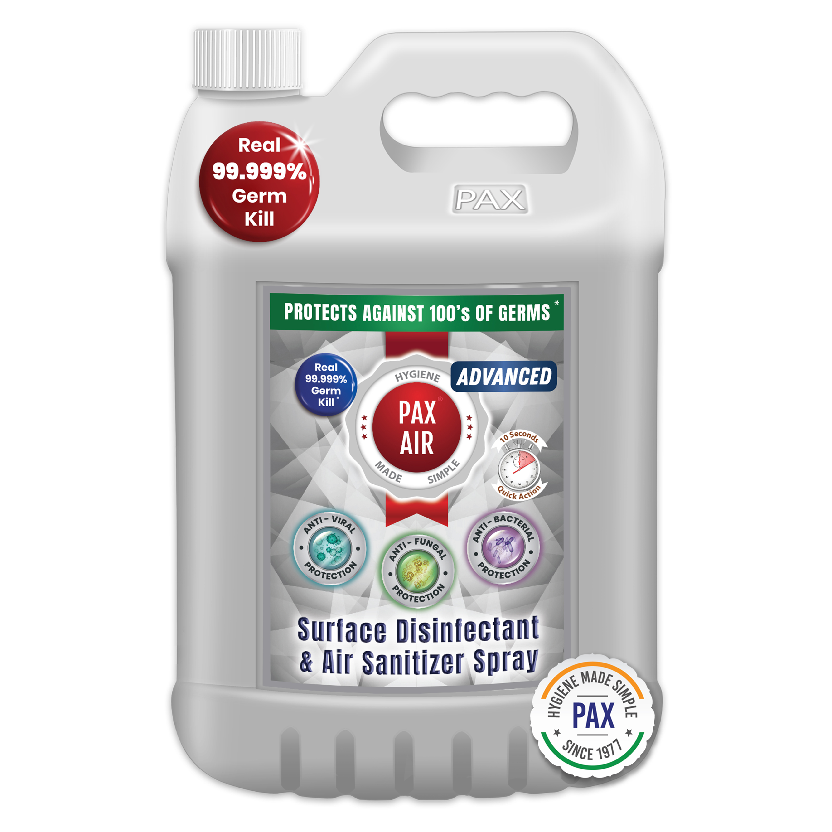 PaxAir Advanced Surface Disinfectant Air Sanitizer Spray 5L -Photo's By GPN