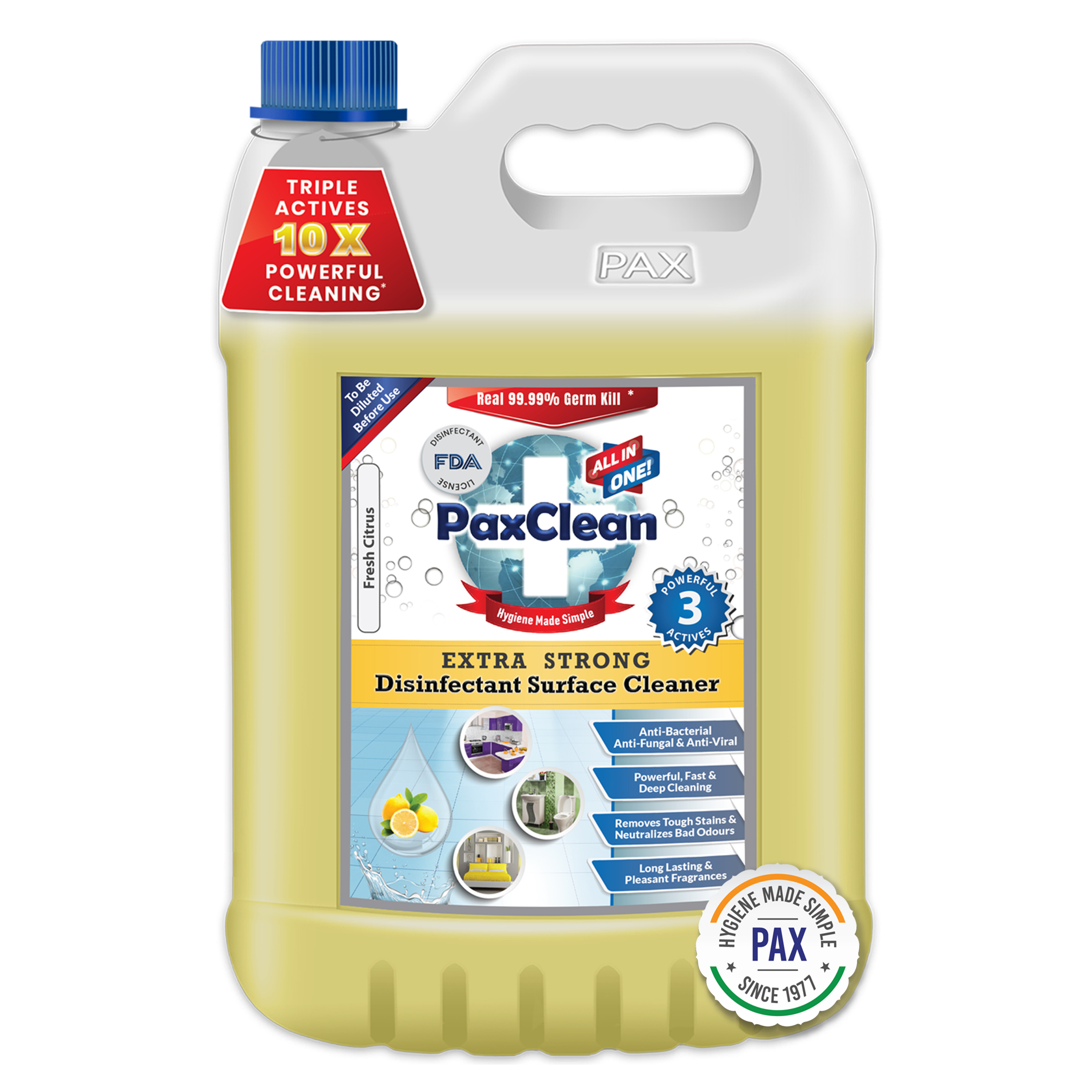 PaxClean All in One Disinfectant Surface Cleaner Citrus 5L
