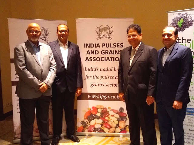 (L to R) Pradeep Ghorpade, Chief Executive Office, Indian Pulses and Grains Association (IPGA); Zaverchand (Jitu) Bheda, Chairman, IPGA; Bimal Kothari, Vice Chairman, IPGA; Pritesh Nandu, Managing Committee Member, IPGA During The 5th edition of The Pulses Conclave will be held at Aamby Valley City, Lonavala from February 12 -14, 2020 -File Photo GPN