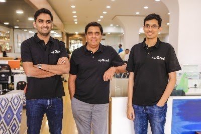 In Centre Ronnie Screwvala, Executive Chairman & Co-Founder, upGrad with Mayank Kumar, Co-founder & MD and Phalgun Kompalli, Co-founder, UpGrad -File Photo GPN