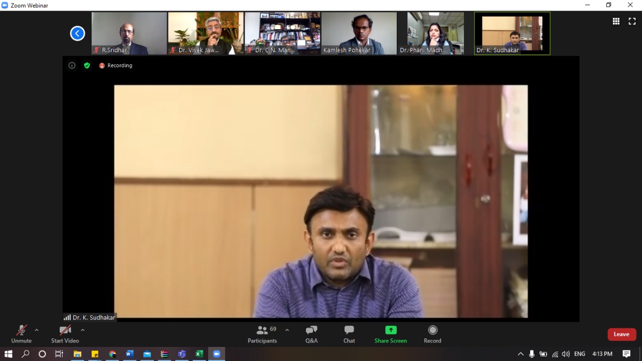 Dr. K. Sudhakar addressing the online attendees