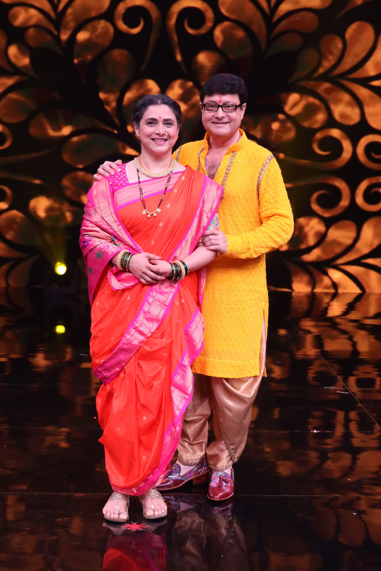 Sachin Pilgaonkar with  Supriya Pilgaonkar on Sony Entertainment Television’s popular show India’s Best Dancer as special guests to Celebrate Ganesh Mahotsav August 2020 -Photo By GPN