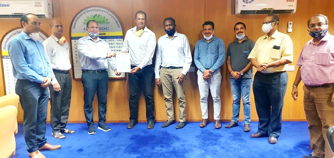 In Center Mr. Suraj J. Dialani, CMD, Konkan Maritime Cluster, Goa During Konkan Maritime Cluster announces allotment land by Goa govt for setting up of Common Facility centre in Verna Industrial Estate - File Photo GPN