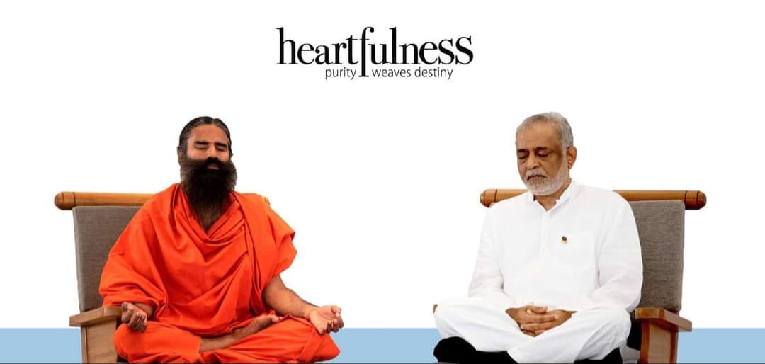 Yogrishi Swami Ramdev baba with Kamlesh D Patel (Daaji), Guide Heartfulness Institute