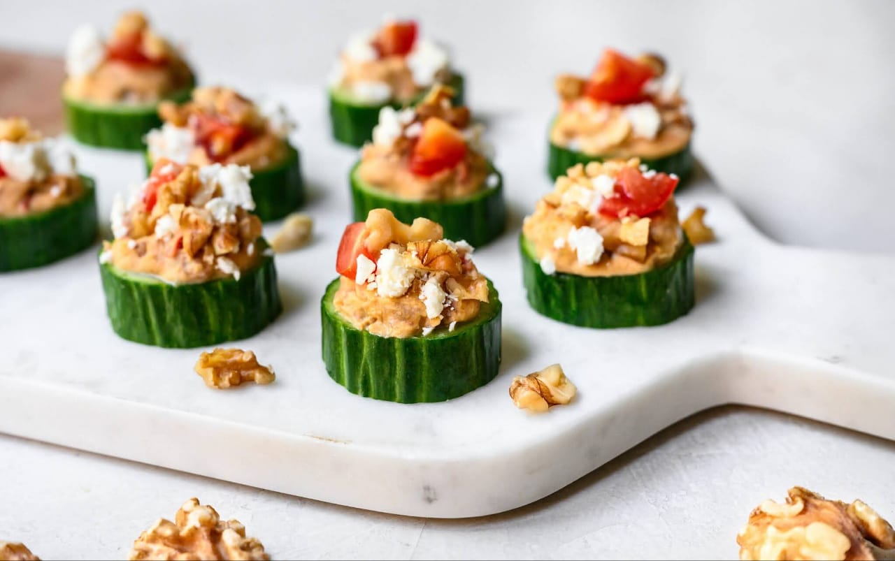 Greek Cucumber Walnut Bites