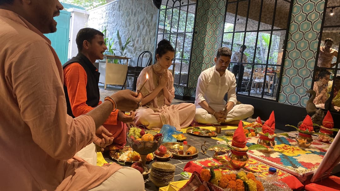 Kangana shared pictures of his office space which she converted into a prayer room