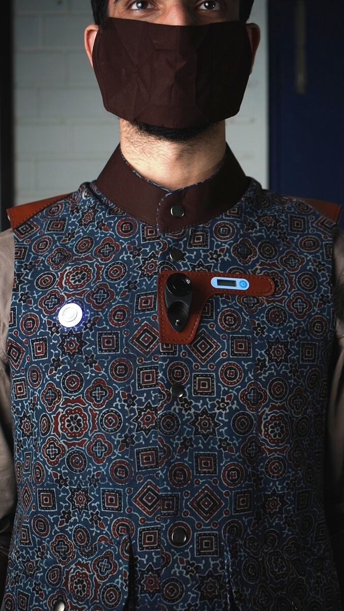 Prof. Somesh Singh with World's first Smart artisanal garment, CoVest - Designed and Handmade in India