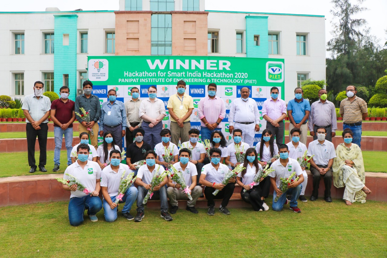 Panipat Institute of Engineering and Technology (PIET) participated in SIH 2020 and secured 1st position in two categories and 3rd position in one category - SIH 2020 Smart India Hackathon is a nationwide initiative by GOI -Photo By GPN