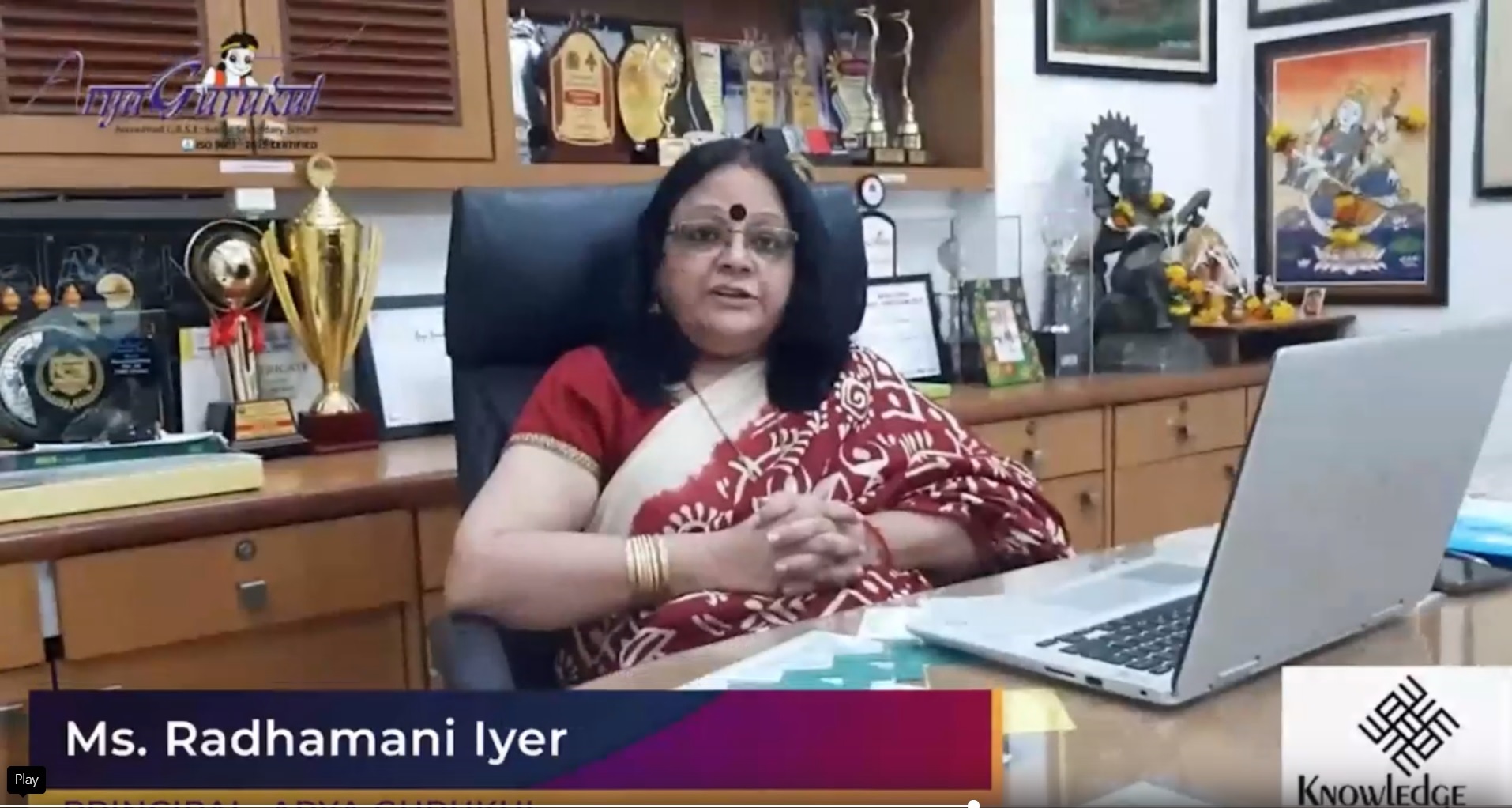 Mrs. Radhamani Iyer, Principal Arya Gurukul School (Kalyan)