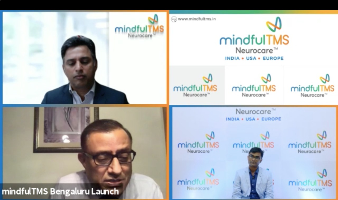 Mr. Pavan Ranga (top left), Dr. Murali S. Rao (bottom left) and Dr. Vijay Mehtry (bottom right) addressing the media during the e-launch