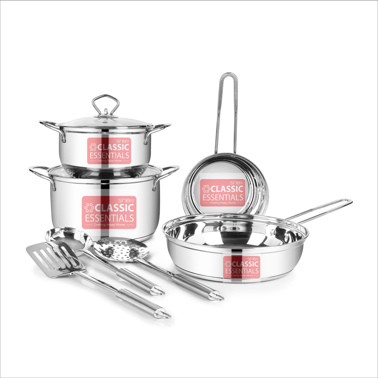 Basic Necessities comes with high quality cookware and kitchenware in stainless-steel