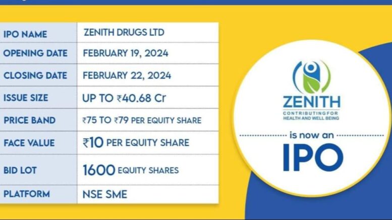 Zenith Drugs Rs. 40.67 crore maiden public issue opens for
